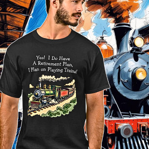 Verander tekst, vintage stoomtrein pensioenplan t-shirt