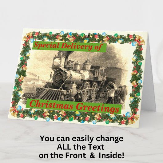 Verander tekst Voeg naam toe Stoomtrein Prettig ke Kaart