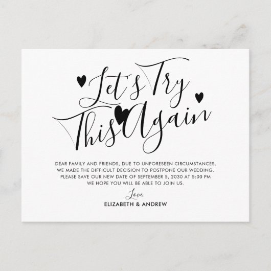 Verander van datum voor uitstellen van huwelijk Pr Aankondigingskaart (Voorkant)