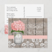 Veranderde de datum Monogram Roze Hortensia Mason Briefkaart (Voorkant / Achterkant)