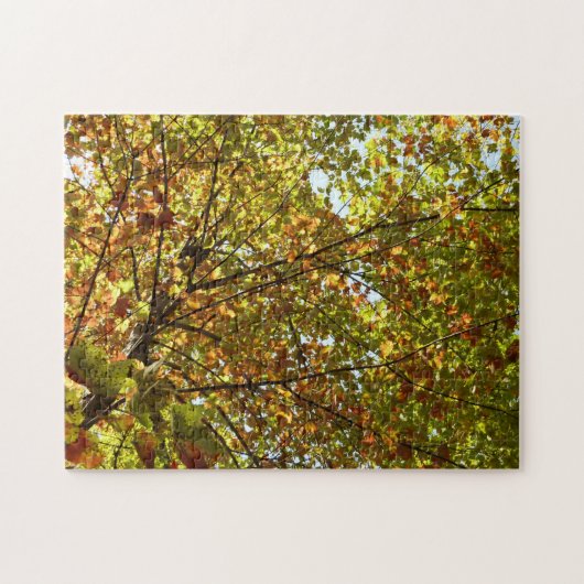 Veranderen Maple Tree Green en Gold Herfst Kleur Legpuzzel (Horizontaal)