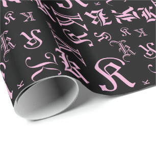 VERANDEREN MONOGRAM BlackLetter Style Alle gelegen Cadeaupapier