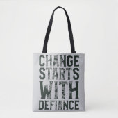 Verandering begint bij Defiance Canvas tas (Voorkant)