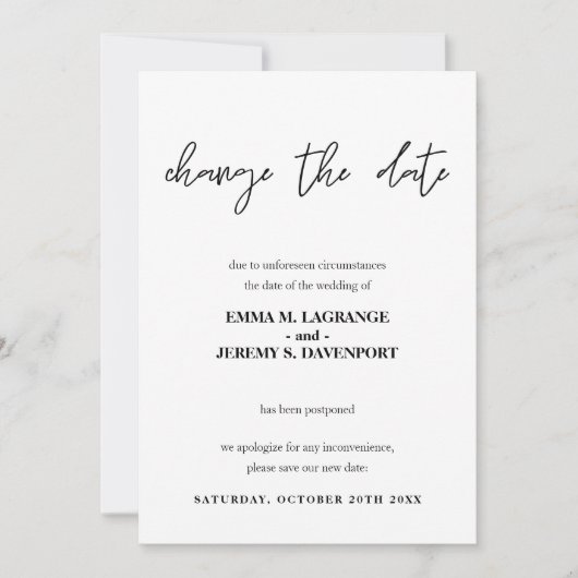 Verandering datum trouwkaart save the date (Voorkant)