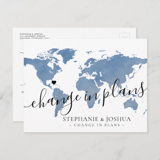 Verandering in plannen uitgestelde bestemming brui briefkaart (Voorkant / Achterkant)