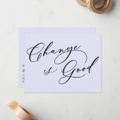 Verandering is een goede lavendel bewegende aankon notitiekaartje (Voorkant / Achterkant in situ)