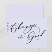 Verandering is een goede lavendel bewegende aankon notitiekaartje (Voorkant / Achterkant)