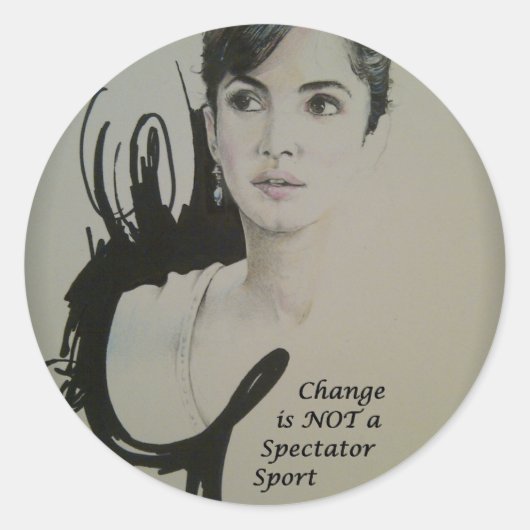 Verandering is geen Spectator Sport Art Print Ronde Sticker (Voorkant)