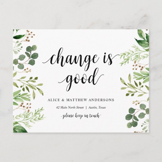 Verandering is goed, Nieuwe aankondiging van het h Briefkaart (Voorkant)