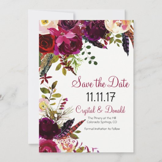 VERANDERING KLEUR - Bloemen Bewaar de Datum Uitnod Save The Date (Voorkant)