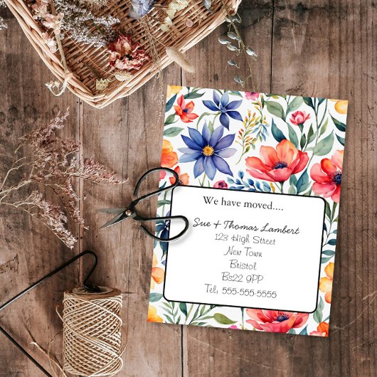 Verandering van adres Bloemen briefkaart