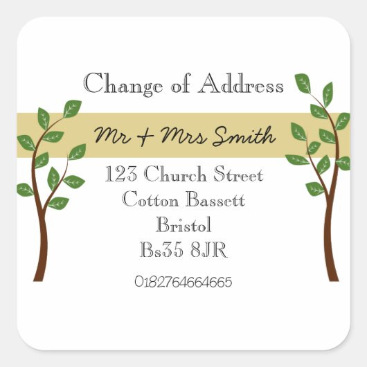 Verandering van adres gouden band vierkante sticker (Voorkant)