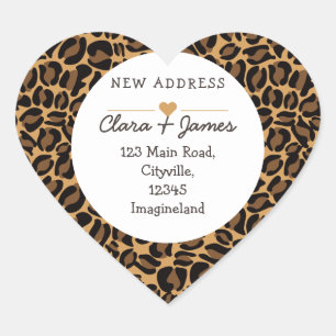 Verandering van adres nieuw adres Leopard Print Hart Sticker
