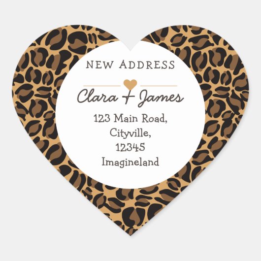 Verandering van adres nieuw adres Leopard Print Hart Sticker (Voorkant)