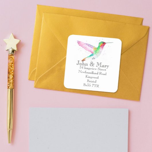 Verandering van Adres sticker aquarel vogel