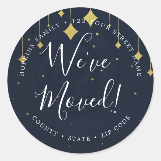 Verandering van adres sticker marinegoud (Voorkant)