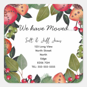 Verandering van adres winterseizoen vierkante sticker