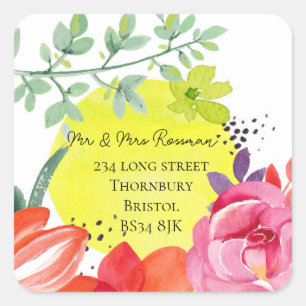 Verandering van adreslabel sticker bloemenontwerp