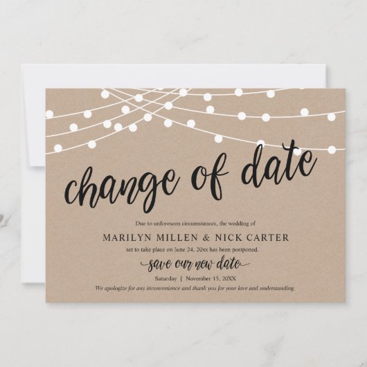 Verandering van datum, Lichtslingers, Aankondiging (Voorkant)