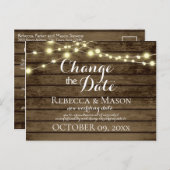 Verandering van datum Rustic Barn Wood en Lichten Briefkaart (Voorkant / Achterkant)