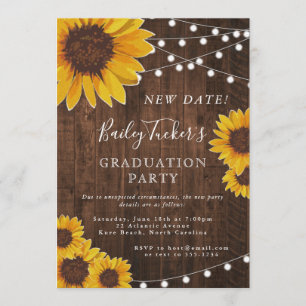 Verandering van datum Rustic Sunflower Graduation Kaart