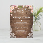 Verandering van datum Rustieke bloemslinger snoerl Kaart (Staand voorkant)