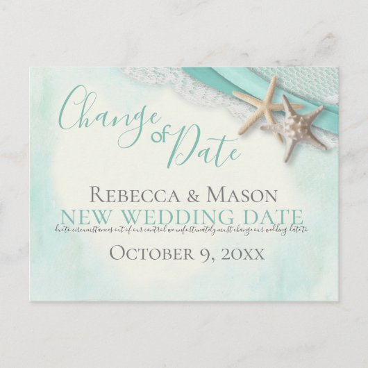 Verandering van Datum Zeester en Lint Briefkaart (Voorkant)