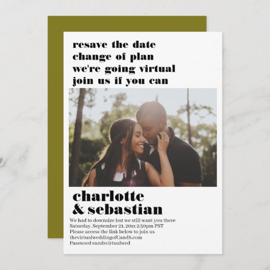 Verandering van het Virtuele Weddenschap van het P Save The Date (Voorkant / Achterkant)
