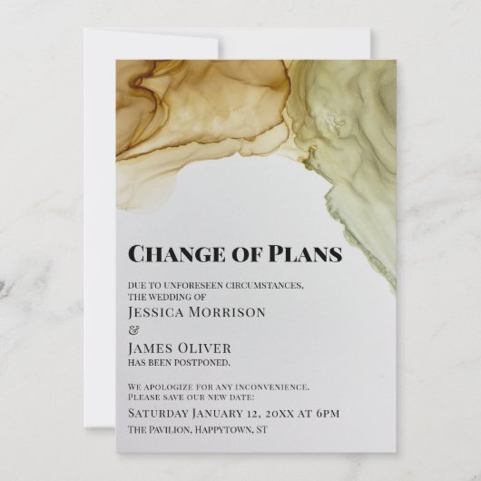 Verandering van Plannen Artsy Inks Uitgestelde Bru Kaart (Voorkant)