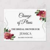Verandering van plannen Bruidsuitnodiging uitgeste Briefkaart (Voorkant)