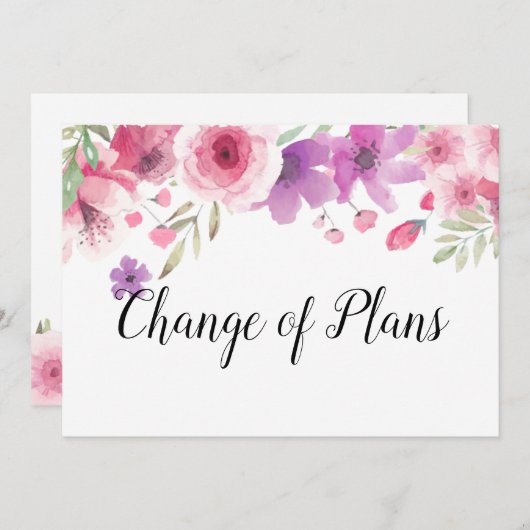 Verandering van Plannen Datum Uitgesteld Bloemen R Kaart (Voorkant / Achterkant)
