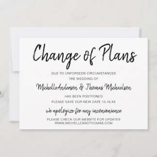 Verandering van plannen eenvoudig zwart-wit save the date