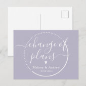 Verandering van plannen Elegant Lila bruiloft uits Briefkaart (Voorkant / Achterkant)