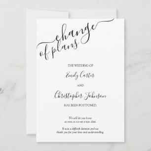 Verandering van Plannen Elegant Schrift Zwart Wit Save The Date