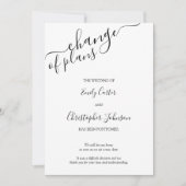 Verandering van plannen Elegant Script Black White Save The Date (Voorkant)