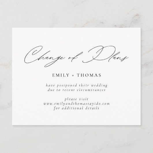 Verandering van plannen Minimalistische moderne sc Briefkaart (Voorkant)