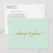 Verandering van Plannen Trouwdatum Verzet Mint Gro Aankondigingskaart (Voorkant / Achterkant)