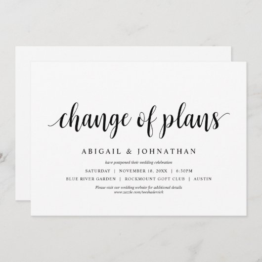 Verandering van plannen, Trouwdatum wijzigen Kaart (Voorkant / Achterkant)