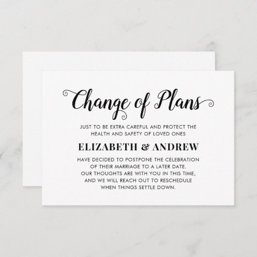 Verandering Van Plannen Uitgestelde Trouwdag Moder Aankondiging (Voorkant / Achterkant)