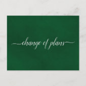 Verandering van plannen Wedding Postponed Emerald Aankondigingskaart (Voorkant)