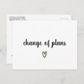 Verandering van plannen Zwart en wit hart uitgeste Aankondigingskaart (Voorkant / Achterkant)