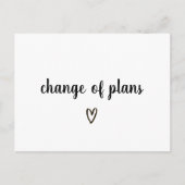 Verandering van plannen Zwart en wit hart uitgeste Aankondigingskaart (Voorkant)