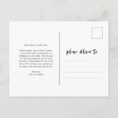 Verandering van plannen | Zwart-wit Casual script Briefkaart (Achterkant)