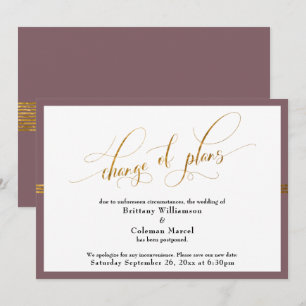 Verandering van Plans Elegant Mauve w / Gold Strip Kaart