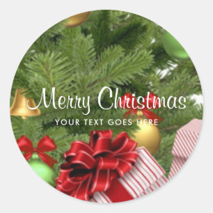 Veranderlijke Merry Christmas Text Gifts Sjabloon Ronde Sticker