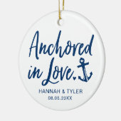 Verankerd in liefde Jonggehuwd Keramisch Ornament (Links)