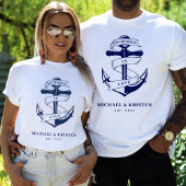 Verankerd in liefde Witte scheepsanker bruiloft T-shirt