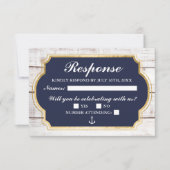 Verankerd in Love Rustic Nautical Anchor Stripe RSVP Kaartje (Voorkant)