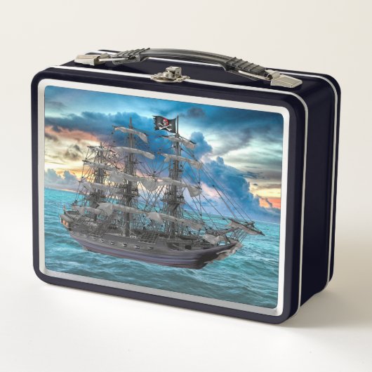 VERANKERD PIRATENSCHIP BIJ ZONSONDERGANG (Voorkant)