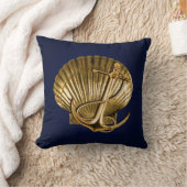 Verankerd Seashell Nautical | marine en goud Kussen (Deken)